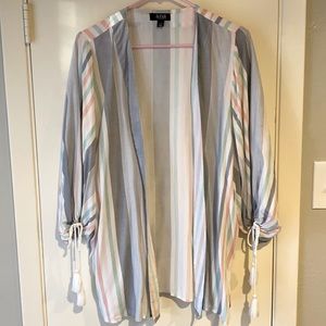 Pastel striped cover up kimono